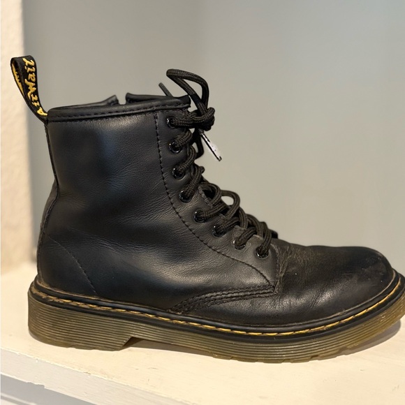 Dr. Martens Doc 1460 J Combat Boots Kids Youth Size 3Y Black Leather Side Zip - Picture 2 of 9